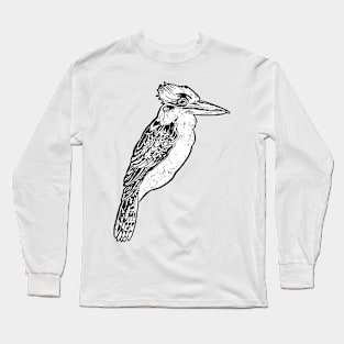 Black and White Kookaburra Illustration Long Sleeve T-Shirt